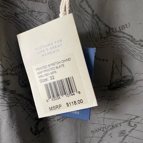 NWT - Faherty Brand Printed Stretch Chino Map Shorts - Size 32 - "Printed Slate" - Picture 3 of 5